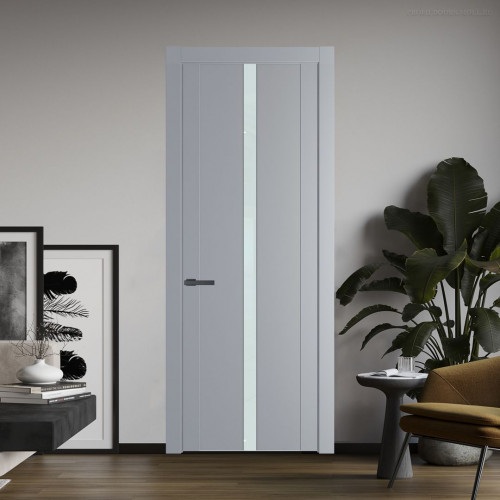 Межкомнатная дверь ProfilDoors 1.8P Смоки Lacobel Белый лак молдинг Серая ночь