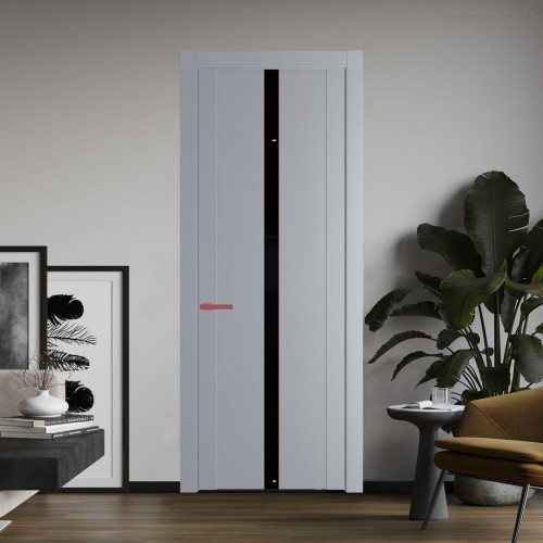 Межкомнатная дверь ProfilDoors 1.8P.O Смоки Lacobel Черный лак молдинг Красный антрацит