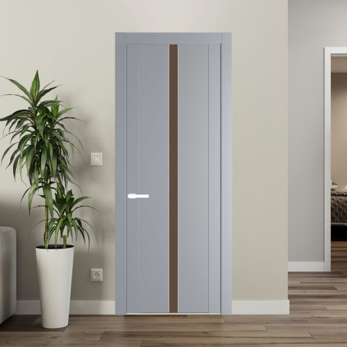 Межкомнатная дверь ProfilDoors 1.8P Смоки Монохром гляссе молдинг Вайт