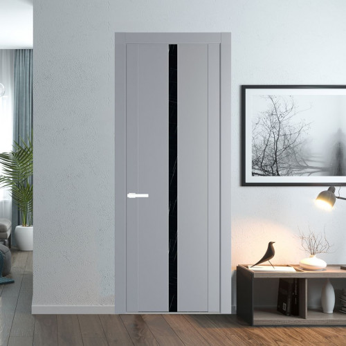 Межкомнатная дверь ProfilDoors 1.8P Смоки Неро мрамор молдинг Вайт
