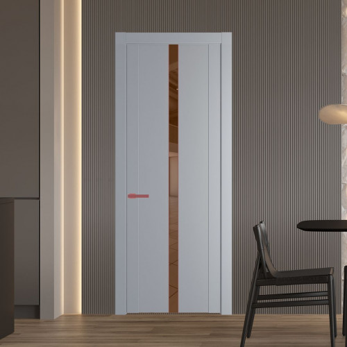 Межкомнатная дверь ProfilDoors 1.8P Смоки Зеркало Bronza молдинг Красный антрацит
