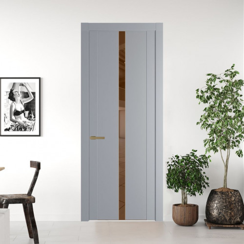 Межкомнатная дверь ProfilDoors 1.8P Смоки Зеркало Bronza молдинг Золото