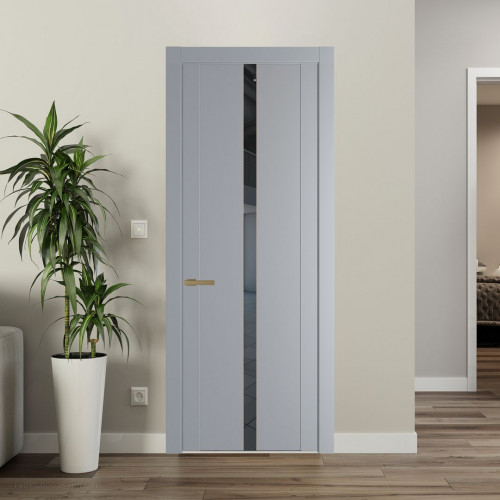 Межкомнатная дверь ProfilDoors 1.8P Смоки Зеркало Grey молдинг Золото