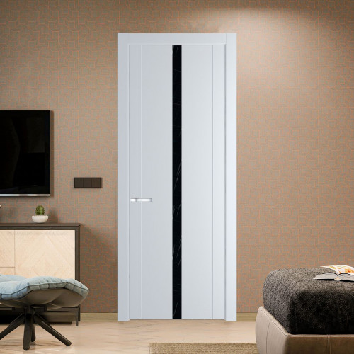 Межкомнатная дверь ProfilDoors 1.8P Вайт Неро мрамор молдинг Серебро