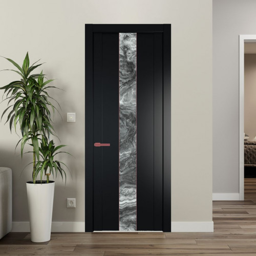 Межкомнатная дверь ProfilDoors 1.9P.O Блэк Атриум серебро молдинг Красный антрацит