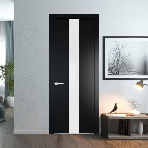 Межкомнатная дверь ProfilDoors 1.9P.O Блэк Лак классик молдинг Серебро
