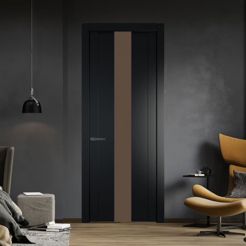 Межкомнатная дверь ProfilDoors 1.9P.O Блэк Монохром гляссе молдинг Серая ночь