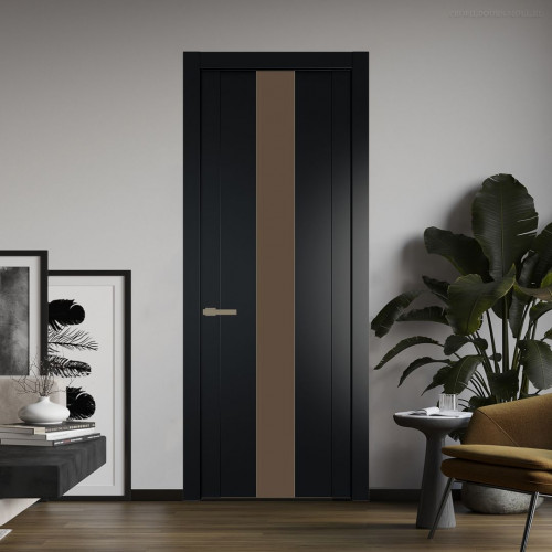 Межкомнатная дверь ProfilDoors 1.9P Блэк Монохром гляссе молдинг Шампань