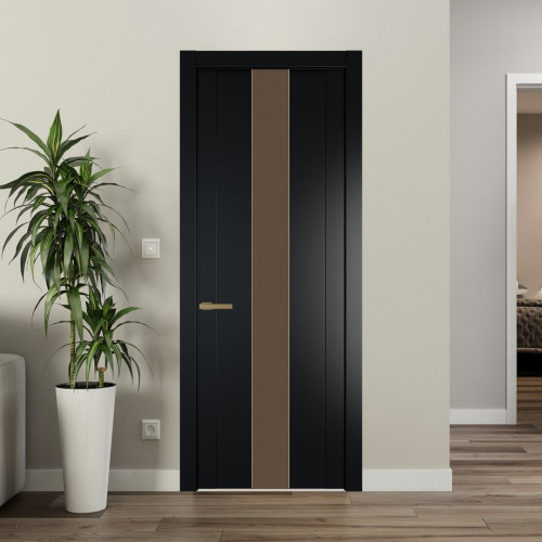Межкомнатная дверь ProfilDoors 1.9P.O Блэк Монохром гляссе молдинг Золото