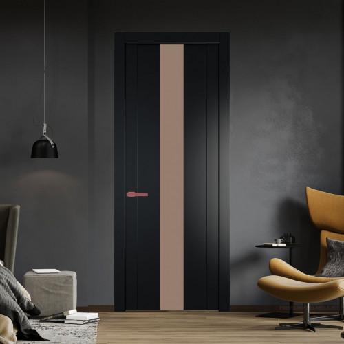 Межкомнатная дверь ProfilDoors 1.9P Блэк Монохром капучино молдинг Красный антрацит