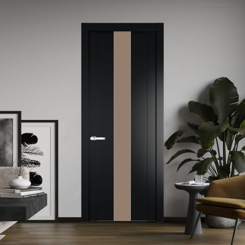 Межкомнатная дверь ProfilDoors 1.9P.O Блэк Монохром капучино молдинг Серебро