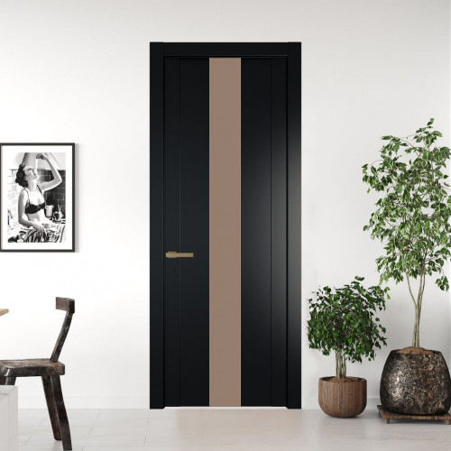 Межкомнатная дверь ProfilDoors 1.9P Блэк Монохром капучино молдинг Золото