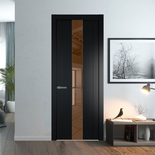 Межкомнатная дверь ProfilDoors 1.9P Блэк Зеркало Bronza молдинг Зеленый воск