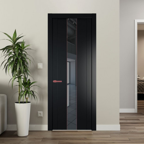 Межкомнатная дверь ProfilDoors 1.9P.O Блэк Зеркало Grey молдинг Красный антрацит