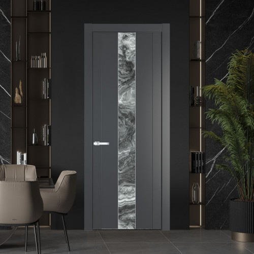 Межкомнатная дверь ProfilDoors 1.9P Графит Атриум серебро молдинг Серебро