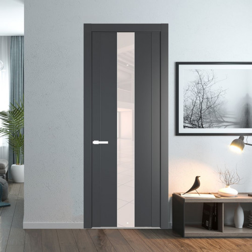 Межкомнатная дверь ProfilDoors 1.9P.O Графит Lacobel Перламутровый лак молдинг Вайт