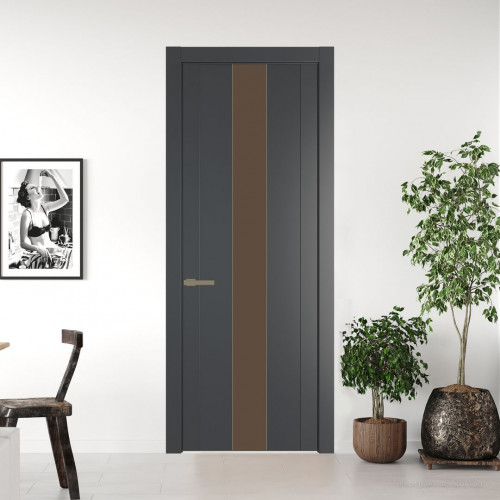 Межкомнатная дверь ProfilDoors 1.9P Графит Монохром гляссе молдинг Шампань