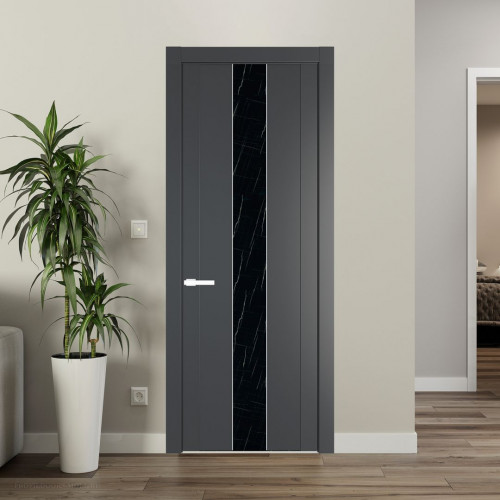 Межкомнатная дверь ProfilDoors 1.9P Графит Неро мрамор молдинг Вайт