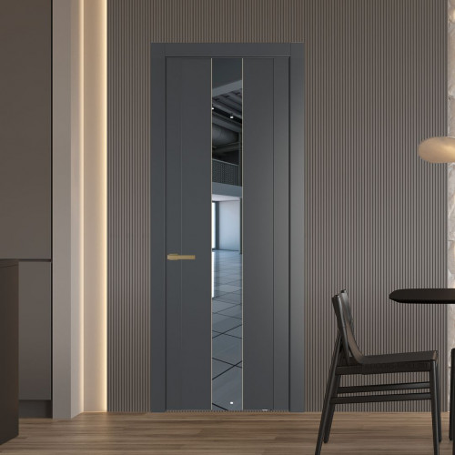 Межкомнатная дверь ProfilDoors 1.9P Графит Зеркало молдинг Золото