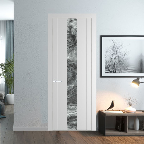 Межкомнатная дверь ProfilDoors 1.9P.O Крем Вайт Атриум серебро молдинг Серебро