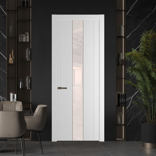 Межкомнатная дверь ProfilDoors 1.9P.O Крем Вайт Lacobel Перламутровый лак молдинг Деорэ