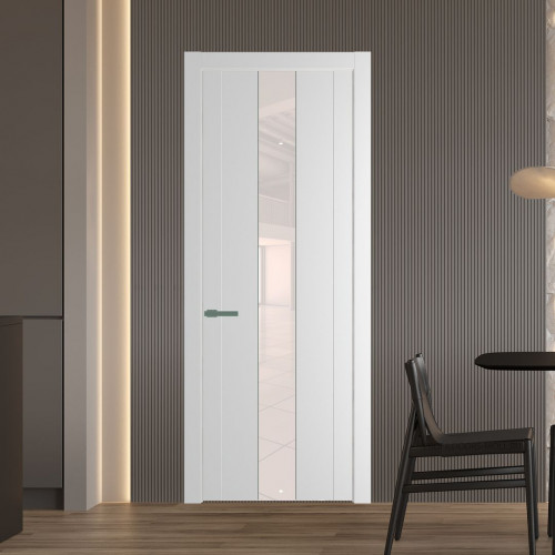 Межкомнатная дверь ProfilDoors 1.9P Крем Вайт Lacobel Перламутровый лак молдинг Зеленый воск