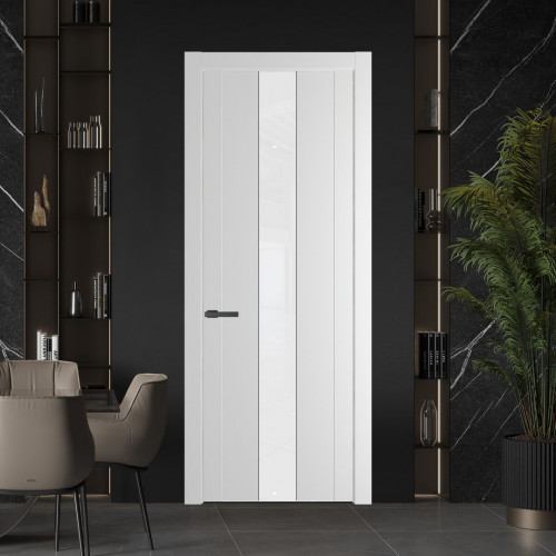 Межкомнатная дверь ProfilDoors 1.9P Крем Вайт Лак классик молдинг Серая ночь