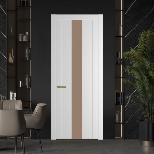 Межкомнатная дверь ProfilDoors 1.9P.O Крем Вайт Монохром капучино молдинг Золото