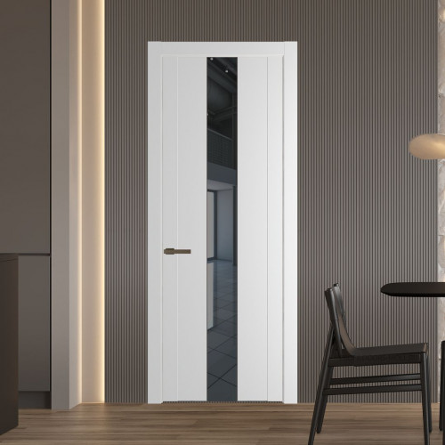 Межкомнатная дверь ProfilDoors 1.9P Крем Вайт Зеркало Grey молдинг Деорэ