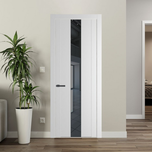 Межкомнатная дверь ProfilDoors 1.9P Крем Вайт Зеркало Grey молдинг Серая ночь
