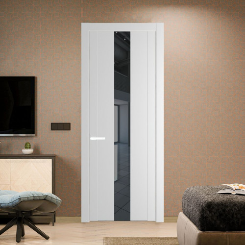 Межкомнатная дверь ProfilDoors 1.9P Крем Вайт Зеркало Grey молдинг Вайт