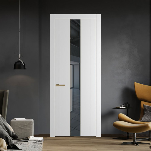 Межкомнатная дверь ProfilDoors 1.9P Крем Вайт Зеркало Grey молдинг Золото