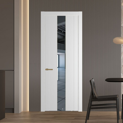 Межкомнатная дверь ProfilDoors 1.9P Крем Вайт Зеркало молдинг Золото