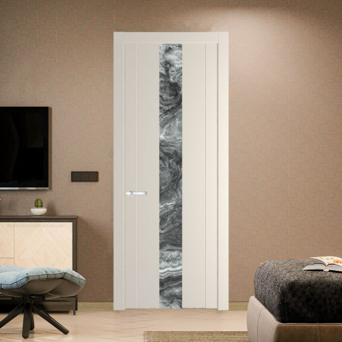 Межкомнатная дверь ProfilDoors 1.9P Кремовая Магнолия Атриум серебро молдинг Серебро