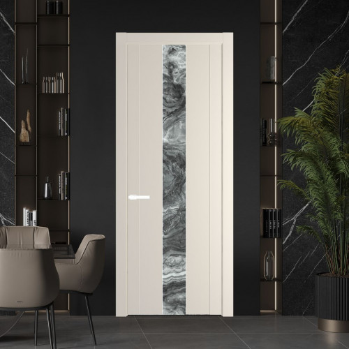 Межкомнатная дверь ProfilDoors 1.9P.O Кремовая Магнолия Атриум серебро молдинг Вайт