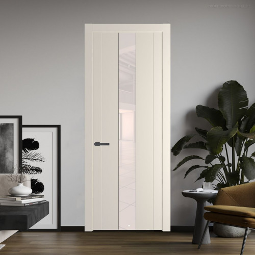 Межкомнатная дверь ProfilDoors 1.9P.O Кремовая Магнолия Lacobel Перламутровый лак молдинг Серая ночь