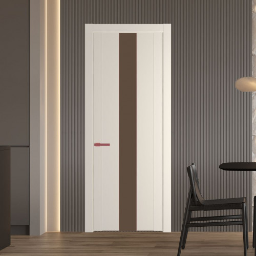 Межкомнатная дверь ProfilDoors 1.9P Кремовая Магнолия Монохром гляссе молдинг Красный антрацит