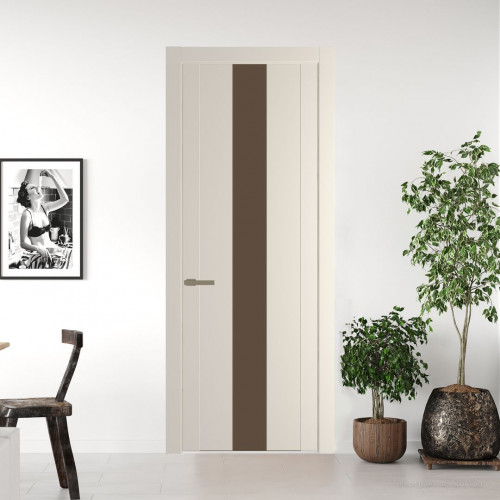 Межкомнатная дверь ProfilDoors 1.9P Кремовая Магнолия Монохром гляссе молдинг Шампань
