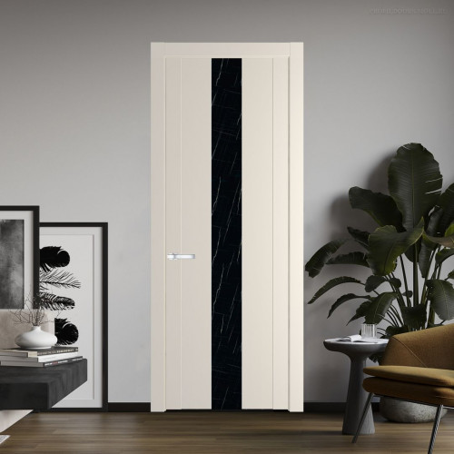 Межкомнатная дверь ProfilDoors 1.9P Кремовая Магнолия Неро мрамор молдинг Серебро