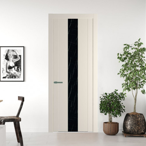 Межкомнатная дверь ProfilDoors 1.9P Кремовая Магнолия Неро мрамор молдинг Зеленый воск