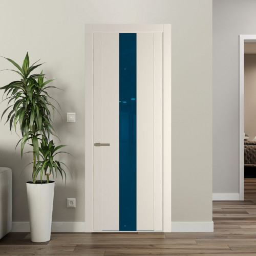 Межкомнатная дверь ProfilDoors 1.9P Кремовая Магнолия Зеркало Blue молдинг Шампань