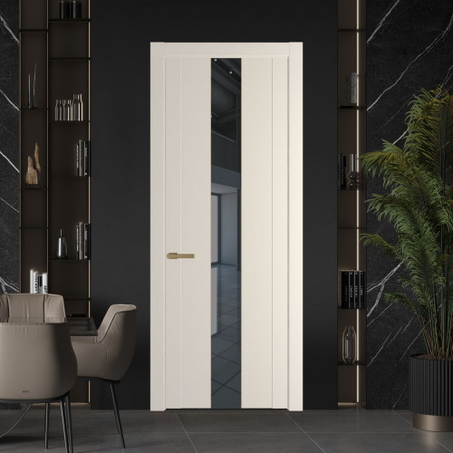 Межкомнатная дверь ProfilDoors 1.9P Кремовая Магнолия Зеркало Grey молдинг Золото