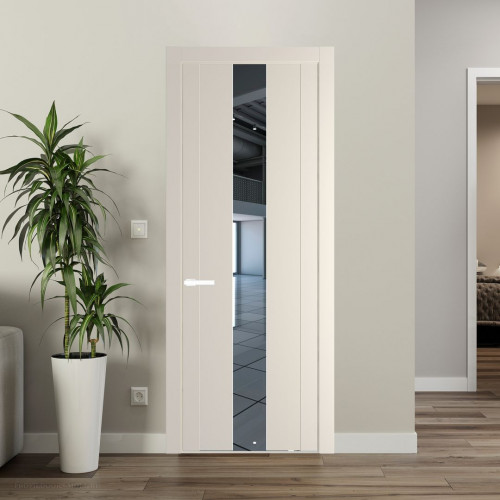 Межкомнатная дверь ProfilDoors 1.9P Кремовая Магнолия Зеркало молдинг Вайт