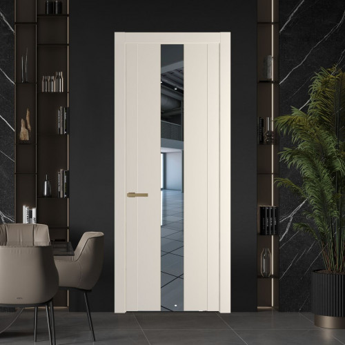 Межкомнатная дверь ProfilDoors 1.9P Кремовая Магнолия Зеркало молдинг Золото