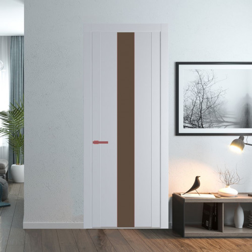 Межкомнатная дверь ProfilDoors 1.9P.O Лайт Грей Монохром гляссе молдинг Красный антрацит