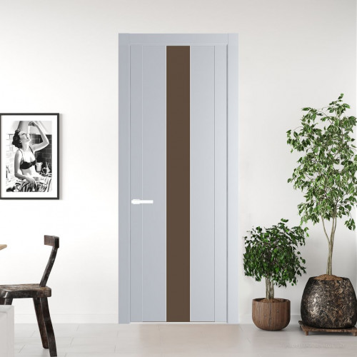 Межкомнатная дверь ProfilDoors 1.9P.O Лайт Грей Монохром гляссе молдинг Вайт