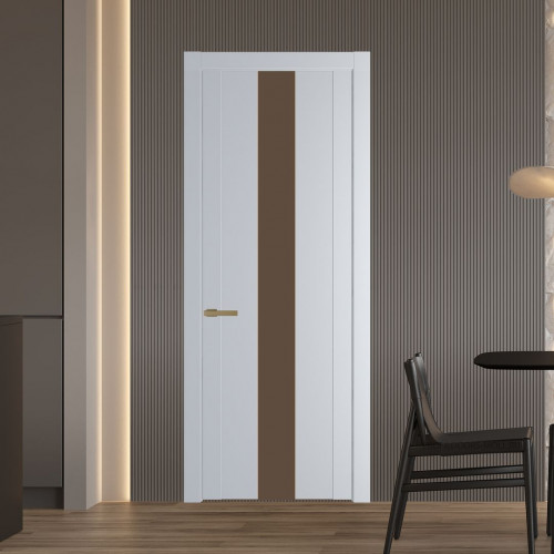 Межкомнатная дверь ProfilDoors 1.9P.O Лайт Грей Монохром гляссе молдинг Золото