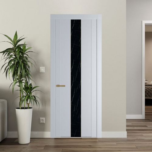Межкомнатная дверь ProfilDoors 1.9P Лайт Грей Неро мрамор молдинг Золото