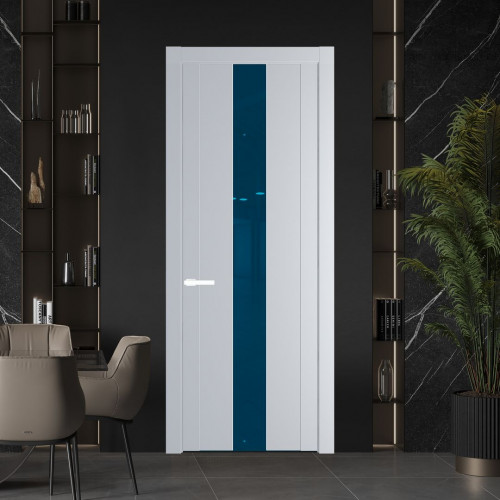 Межкомнатная дверь ProfilDoors 1.9P.O Лайт Грей Зеркало Blue молдинг Вайт