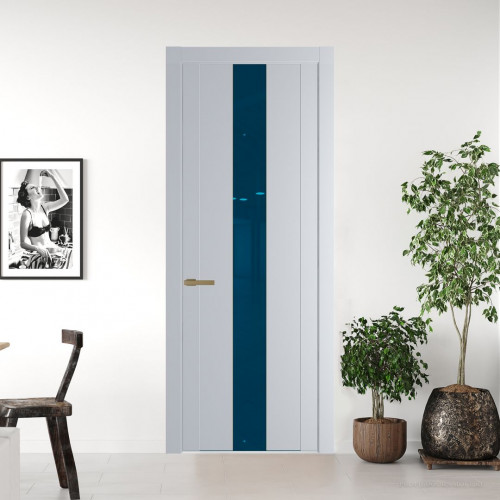 Межкомнатная дверь ProfilDoors 1.9P Лайт Грей Зеркало Blue молдинг Золото